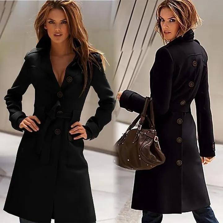 Warm Wool Blend Military Trench Coat