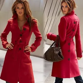 Warm Wool Blend Military Trench Coat