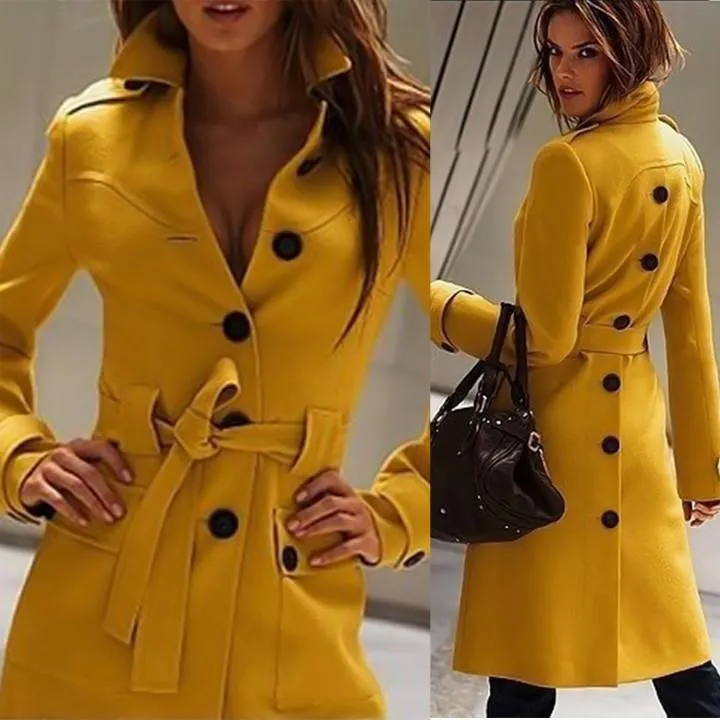 Warm Wool Blend Military Trench Coat