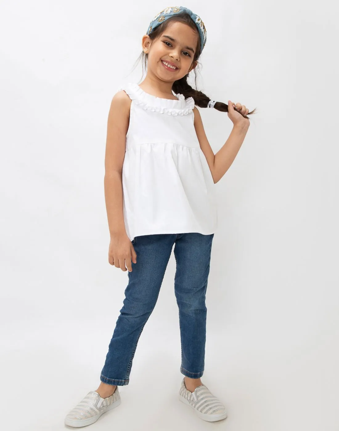 White Ruffle Top