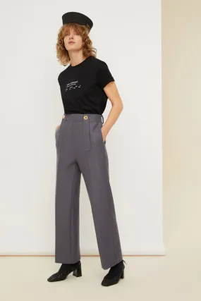 Wide legged wool trousers