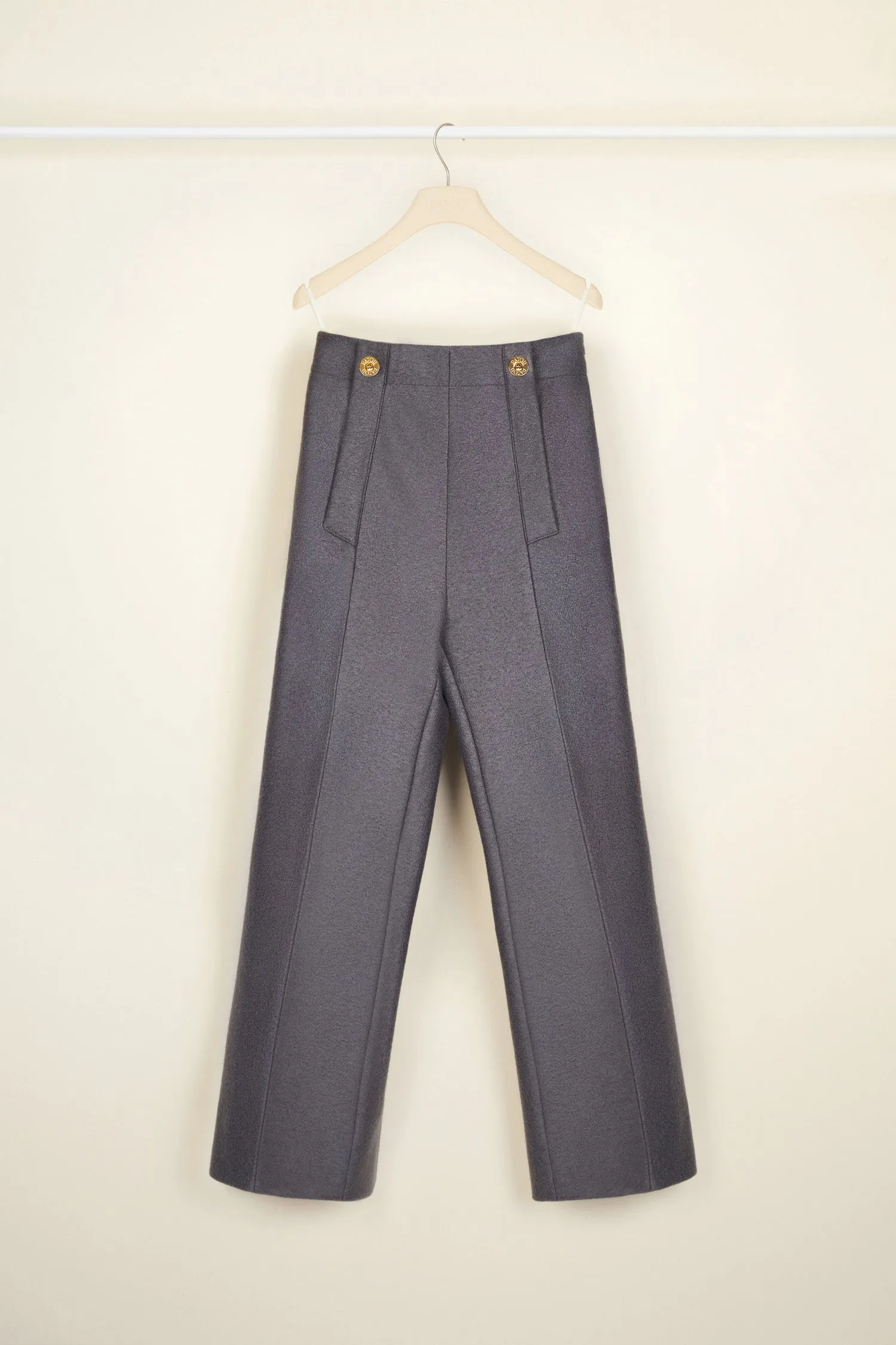 Wide legged wool trousers