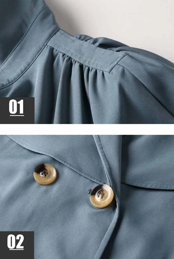 Women Belted Waist Cape Trench Coat