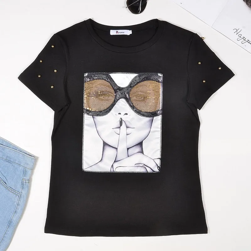 Women's Summer Casual Sequined T-Shirt