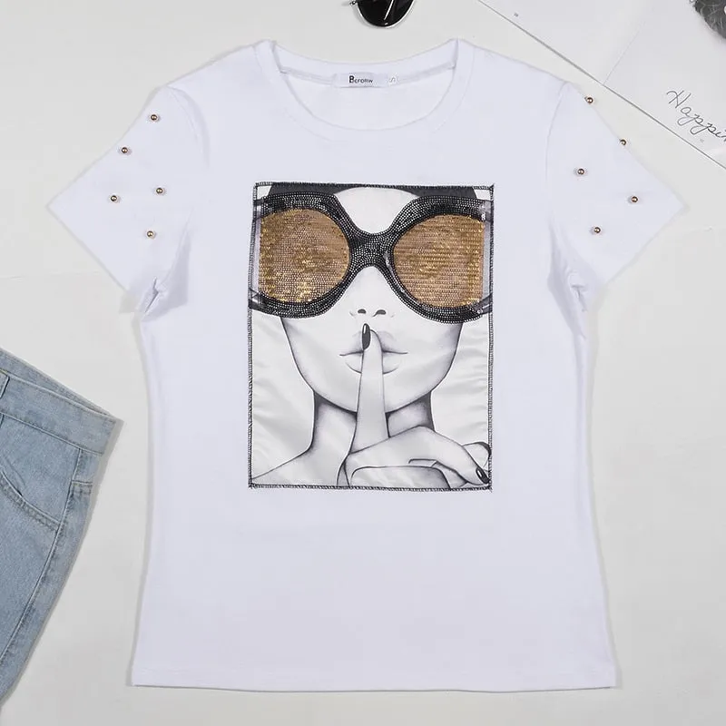Women's Summer Casual Sequined T-Shirt