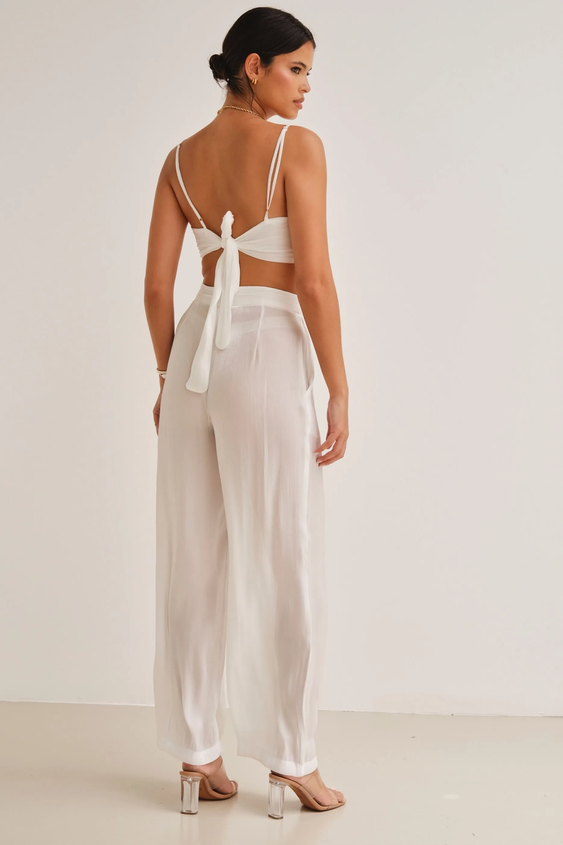 Zura Shimmer High Waisted Pants White